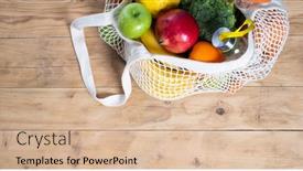  Presentation with eco plastic - Cool new PPT theme with fresh-fruits-and-vegetables backdrop and a lemonade colored foreground