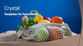  Presentation with eco plastic - Presentation theme consisting of fresh-fruits-and-vegetables background and a ocean colored foreground