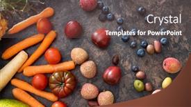  Presentation with waste - PPT theme featuring fresh-fruits-and-vegetables background and a gray colored foreground