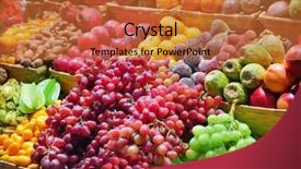  Presentation with market - Presentation theme consisting of fresh fruits at a market background and a red colored foreground