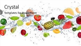  Presentation with fruit splash - Cool new slide deck with fresh fruits falling in water backdrop and a white colored foreground