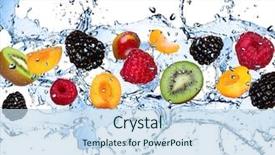  Presentation with fruit splash - Colorful slide set enhanced with fresh fruits falling in water backdrop and a sky blue colored foreground