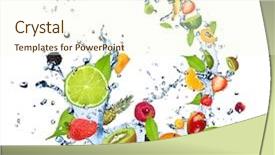  Presentation with splash fruits - Presentation theme enhanced with fresh fruits falling in water background and a cream colored foreground