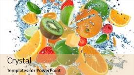  Presentation with fruit splash - Amazing slide set having fresh fruits in water splash backdrop and a yellow colored foreground
