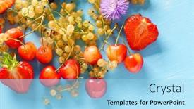  Presentation with fruits - Slides having fresh-fruits-on-the-blue background and a light blue colored foreground