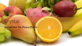 Presentation with fruits - PPT layouts with fresh-fruits-on-white-background background and a gold colored foreground