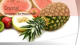  Presentation with fruits - Theme consisting of fresh-fruits-on-white-background background and a coral colored foreground
