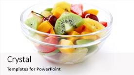  Presentation with salad - Presentation theme featuring parenting - happy smiling father with her background and a coral colored foreground