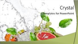  Presentation with splash fruits - PPT theme consisting of fresh fruits with water splash background and a white colored foreground