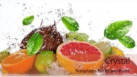  Presentation with fruit splash - Slides having fresh fruits with water splash background and a red colored foreground