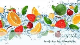  Presentation with fruits and water - Slide deck with fresh fruits with water splashes background and a sky blue colored foreground
