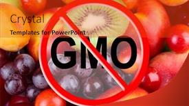  Presentation with gmo - PPT theme consisting of fresh fruits without gmo background and a red colored foreground