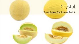  Presentation with melon - Theme having fresh-galia-melon background and a blonde colored foreground
