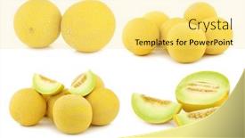  Presentation with cut - PPT theme consisting of fresh-galia-melons background and a yellow colored foreground
