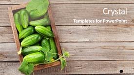  Presentation with garden - Slide deck with fresh garden cucumbers on cooking background and a coral colored foreground