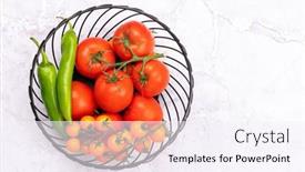  Presentation with italian cuisine - Presentation enhanced with fresh-garden-vegetables-in-basket background and a sky blue colored foreground