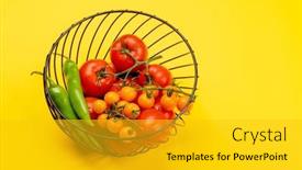  Presentation with italian cuisine - Presentation design with fresh-garden-vegetables-in-basket background and a gold colored foreground