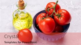  Presentation with italian cuisine - Presentation theme consisting of fresh-garden-vegetables-tomatoes background and a red colored foreground