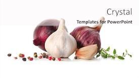  Presentation with garlic - Beautiful slide set featuring fresh-garlic-and-onion-isolated backdrop and a white colored foreground