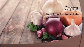  Presentation with garlic - Presentation design having fresh garlic and onion background and a lemonade colored foreground
