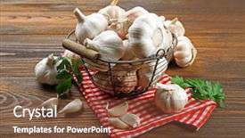  Presentation with garlic - Slides with fresh garlic in the basket background and a tawny brown colored foreground