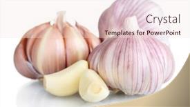  Presentation with garlic - Colorful PPT layouts enhanced with fresh-garlic-isolated-on-white backdrop and a sky blue colored foreground