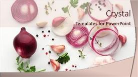  Presentation with garlic - Colorful presentation enhanced with fresh garlic onion and pepper backdrop and a lemonade colored foreground