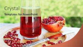  Presentation with juice - Slides having fresh garnet juice with fruit background and a soft green colored foreground
