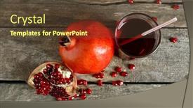  Presentation with juice - Presentation theme having fresh garnet juice with fruit on wooden table close up background and a tawny brown colored foreground
