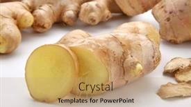  Presentation with medical concept - Presentation design with fresh-ginger-on-white-background background and a coral colored foreground