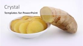  Presentation with medical concept - Slides consisting of fresh-ginger-on-white-background background and a sky blue colored foreground