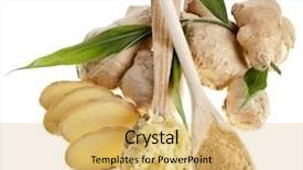 Presentation with root plant - Slides consisting of fresh ginger plant root background and a yellow colored foreground