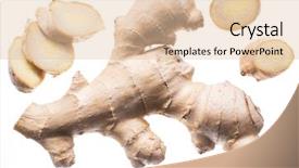  Presentation with root - Amazing slide deck having fresh ginger rhizome or ginger backdrop and a  colored foreground