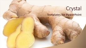  Presentation with root plant - PPT theme consisting of fresh ginger root or rhizome background and a lemonade colored foreground