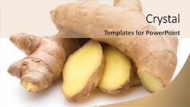  Presentation with root - Slide set featuring fresh ginger root or rhizome background and a lemonade colored foreground