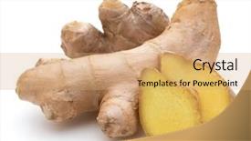  Presentation with root - Slides enhanced with fresh ginger root or rhizome background and a  colored foreground
