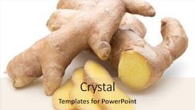  Presentation with root - Presentation theme consisting of fresh ginger root or rhizome background and a  colored foreground