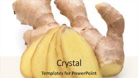  Presentation with root - Colorful presentation design enhanced with fresh ginger root or rhizome backdrop and a  colored foreground