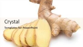  Presentation with root - Audience pleasing presentation design consisting of fresh ginger root or rhizome backdrop and a  colored foreground