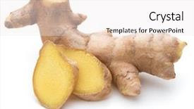  Presentation with root plant - Audience pleasing presentation theme consisting of fresh ginger root or rhizome backdrop and a white colored foreground