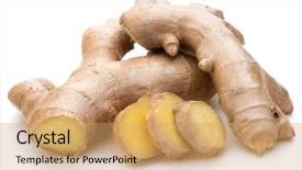  Presentation with root - Colorful slides enhanced with fresh ginger root or rhizome backdrop and a  colored foreground