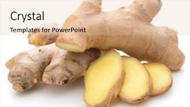  Presentation with root - Presentation theme consisting of fresh ginger root or rhizome background and a lemonade colored foreground