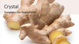  Presentation with root - Slides featuring fresh ginger root or rhizome background and a coral colored foreground