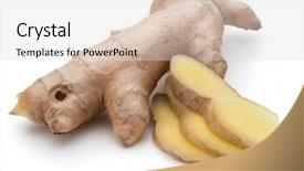  Presentation with root - Audience pleasing slide set consisting of fresh ginger root or rhizome backdrop and a  colored foreground