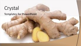  Presentation with root - Beautiful presentation theme featuring fresh ginger root or rhizome backdrop and a  colored foreground
