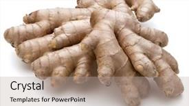  Presentation with root - Presentation featuring fresh ginger root or rhizome background and a  colored foreground