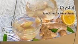  Presentation with root - Presentation theme enhanced with fresh ginger root with tea background and a coral colored foreground