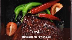  Presentation with fresh meat - Beautiful slide set featuring fresh-glazed-baked-big-beef backdrop and a  colored foreground