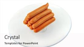  Presentation with pyramid - Slides featuring fresh gold chicken sausages pyramid on white background and a white colored foreground