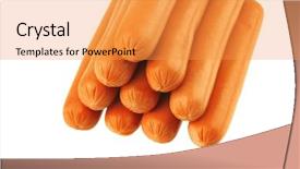  Presentation with pyramid - Beautiful PPT theme featuring fresh gold chicken sausages pyramid on white backdrop and a gold colored foreground